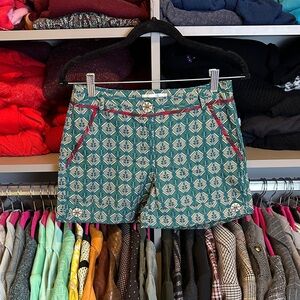 Coreylynncalter 100% cotton green/gray print 4 pocket cuffed shorts size 2